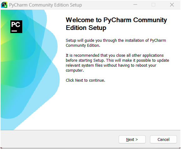 PyCharm Installation Welcome Screen