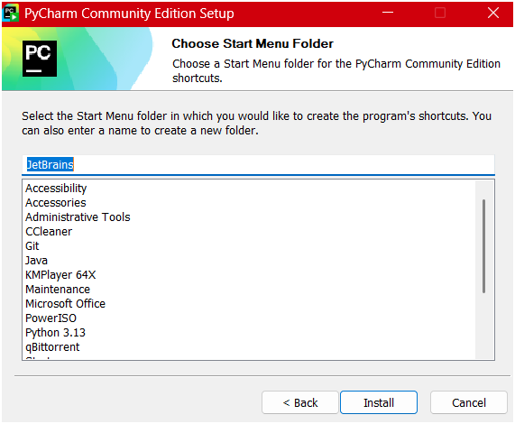 PyCharm Installation Screen