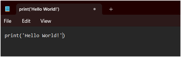 Writing Python Code in Notepad
