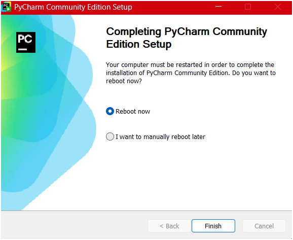 PyCharm Installed, Reboot Sytem