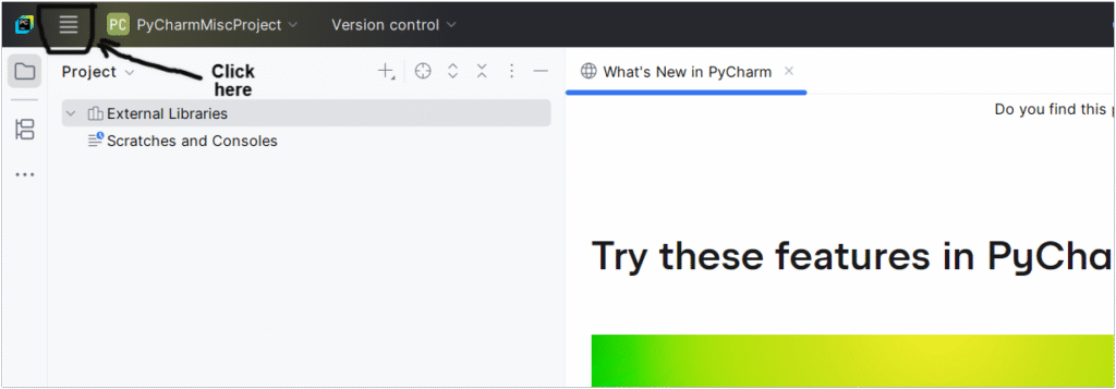 Create New Project in PyCharm