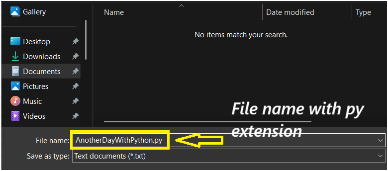 Save Notepad Python Code FIle